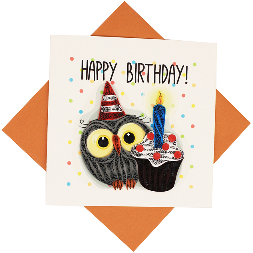 Quilled Owl Birthday Card